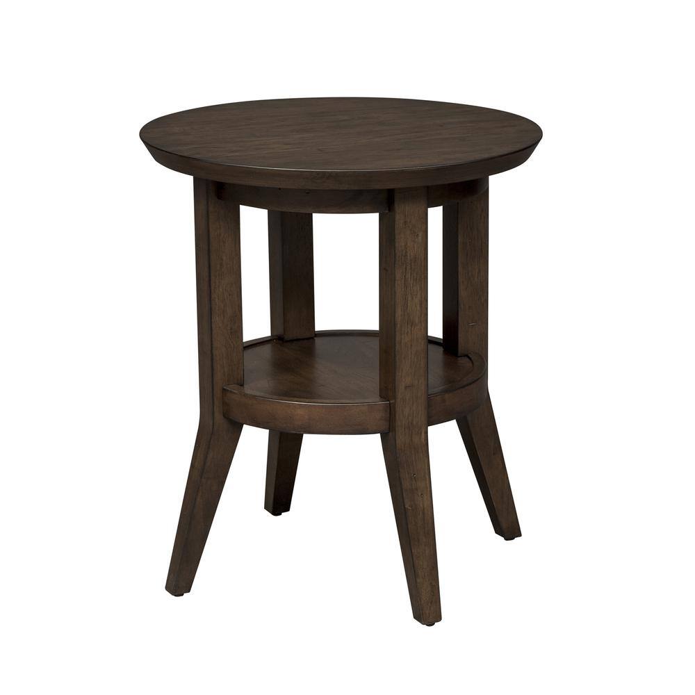 Left. Liberty Furniture Industries - Ventura Blvd Round End Table in Bronze Spice - Brown.