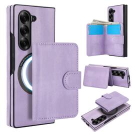 Dteck - for Samsung Galaxy Z Fold8 Ultra 2-in-1 Wallet Case w/ Card Holder,Shockproof PU Leather Flip Cover,Qi Wireless Charging - Purple