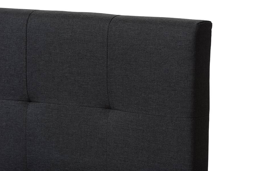 Back. Baxton Studio - Brookfield Modern and Contemporary Fabric Bed - Dark Gray.