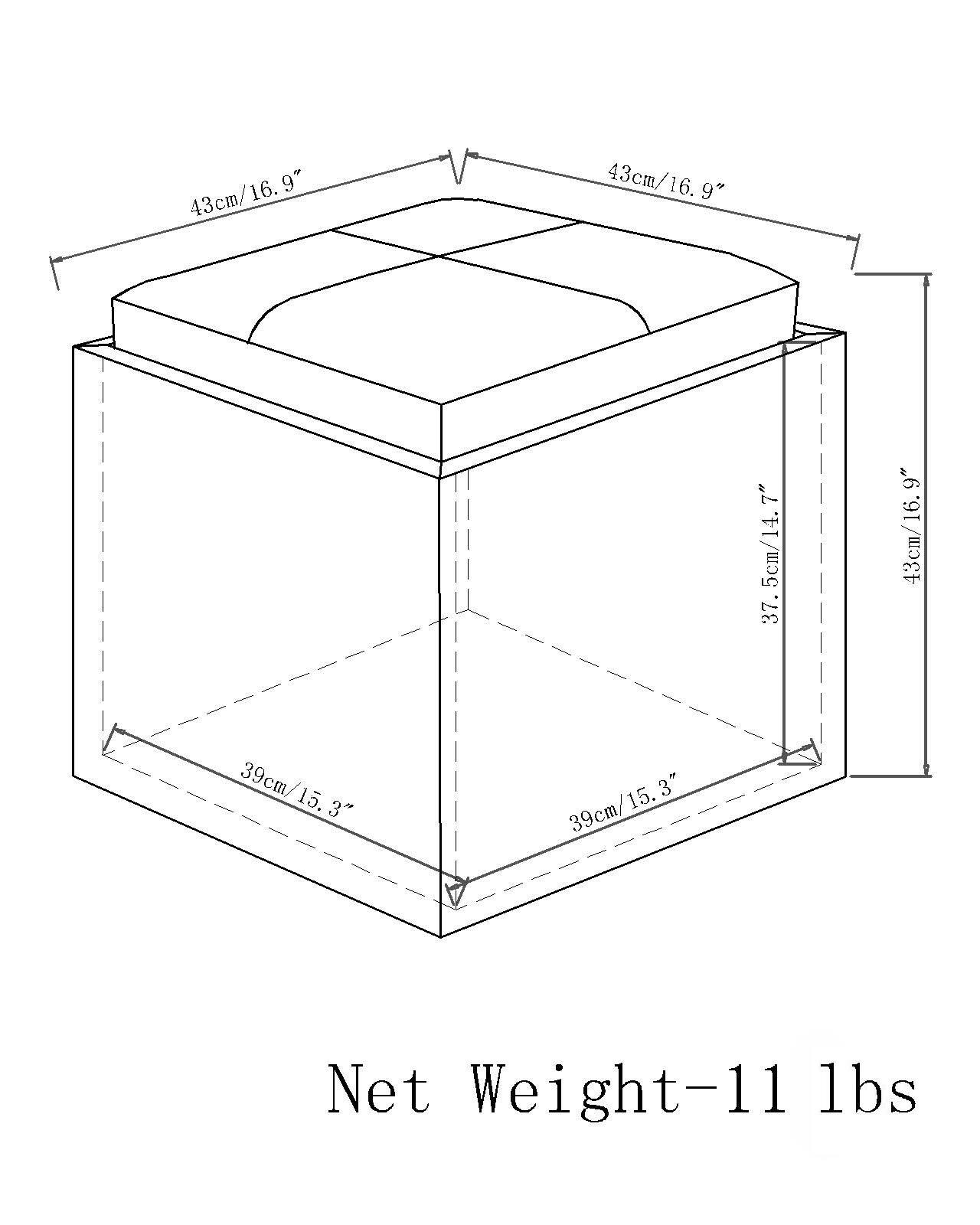 43cm/16.9"  
43cm/16.9"  
39cm/15.3"  
39cm/15.3"  
37.5cm/14.7"  
39cm/15.3"  
Net Weight-11 lbs