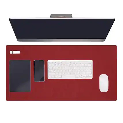 Front. Unique Bargains - 31.5" x 15.7" Large Felt Desk Pad, Non-Slip Desk Mat Full Table Mouse Pad for Laptop Computer Writing Desk Gaming Home - Wine Red.