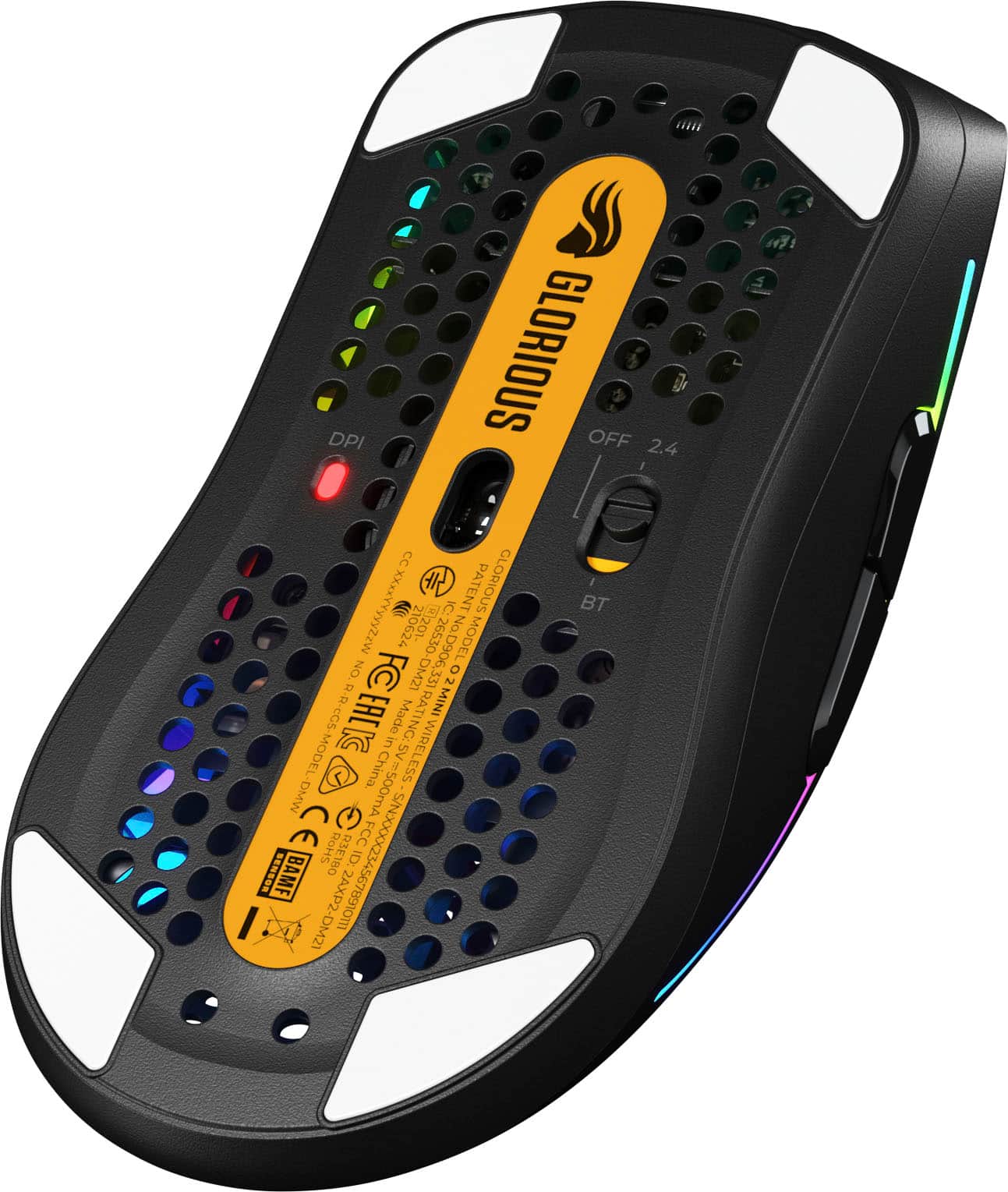 D DPI GLORIOUS OFF 2.4 I CC MZZAAXXXX St GLORIOUS MODEL PATENT GLORIOUS T 0201- :26530 No.D906 MODEL D NO. FC C:26530-DM21 DM21 331 2 o Made RATIN MINI -R-cCS-MODEL- EALKS 5 SV WIRELESS NG: China =500mA WMO C CE C FCC ROHS R3E1BO 69STEZXOXON/S ID. SENSO BAMF 2AXP2-DM21 567891011