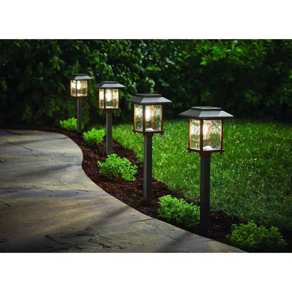 Front. Hivvago - 4 Pack - Bronze Gold Solar LED Light Set - Outdoor Path Yard Lighting - Bronze Gold.