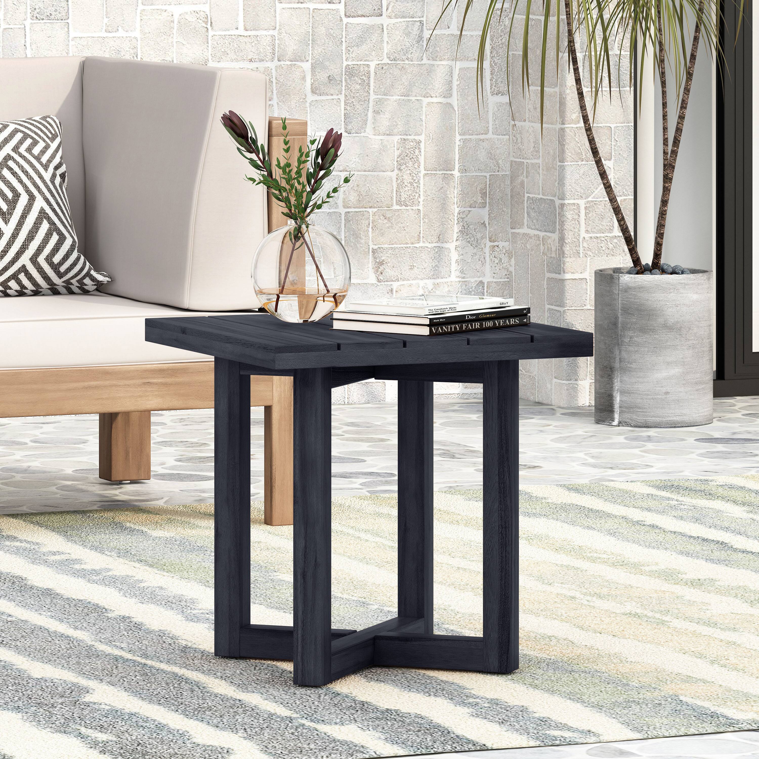 APRILSOUL - Ella Square Side Table Black - Acacia Wood