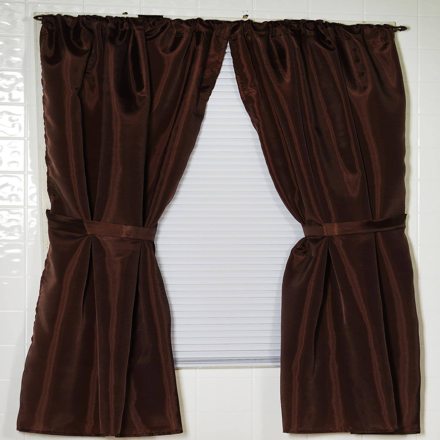 Front. Carnation Home Fashions - Carnation Home Fashions Polyester Fabric Window Curtain - Brown 34" x 54" - Brown.