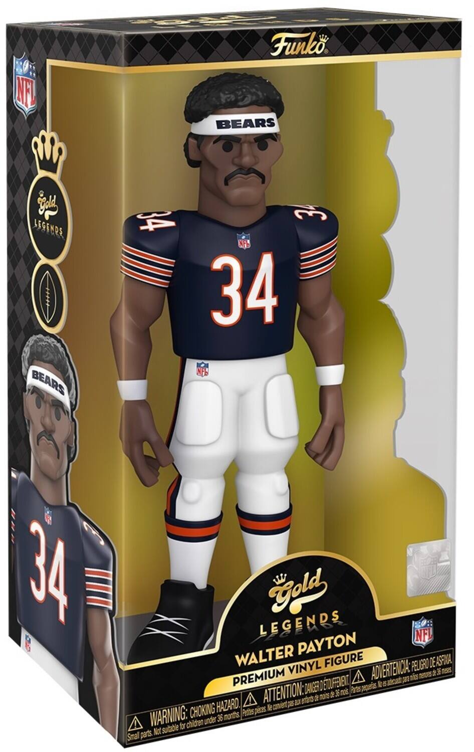 Funko BEARS
LEGENDS
BEARS 34
34
NFL
WALTER PAYTON
PREMIUM VINYL FIGURE
PELIGRO DE ASFIRA
ADVERTENCIA: peligro de afuera
PARTES PEQUERIAS
NOT SUITABLE FOR CHILDREN UNDER 36 MONTHS
ATTENTION: DANGER
PARTS PEQUERIAS
WARNING: CHOKING HAZARD
NOT SUITABLE FOR CHILDREN UNDER 36 MONTHS
SMALL PARTS