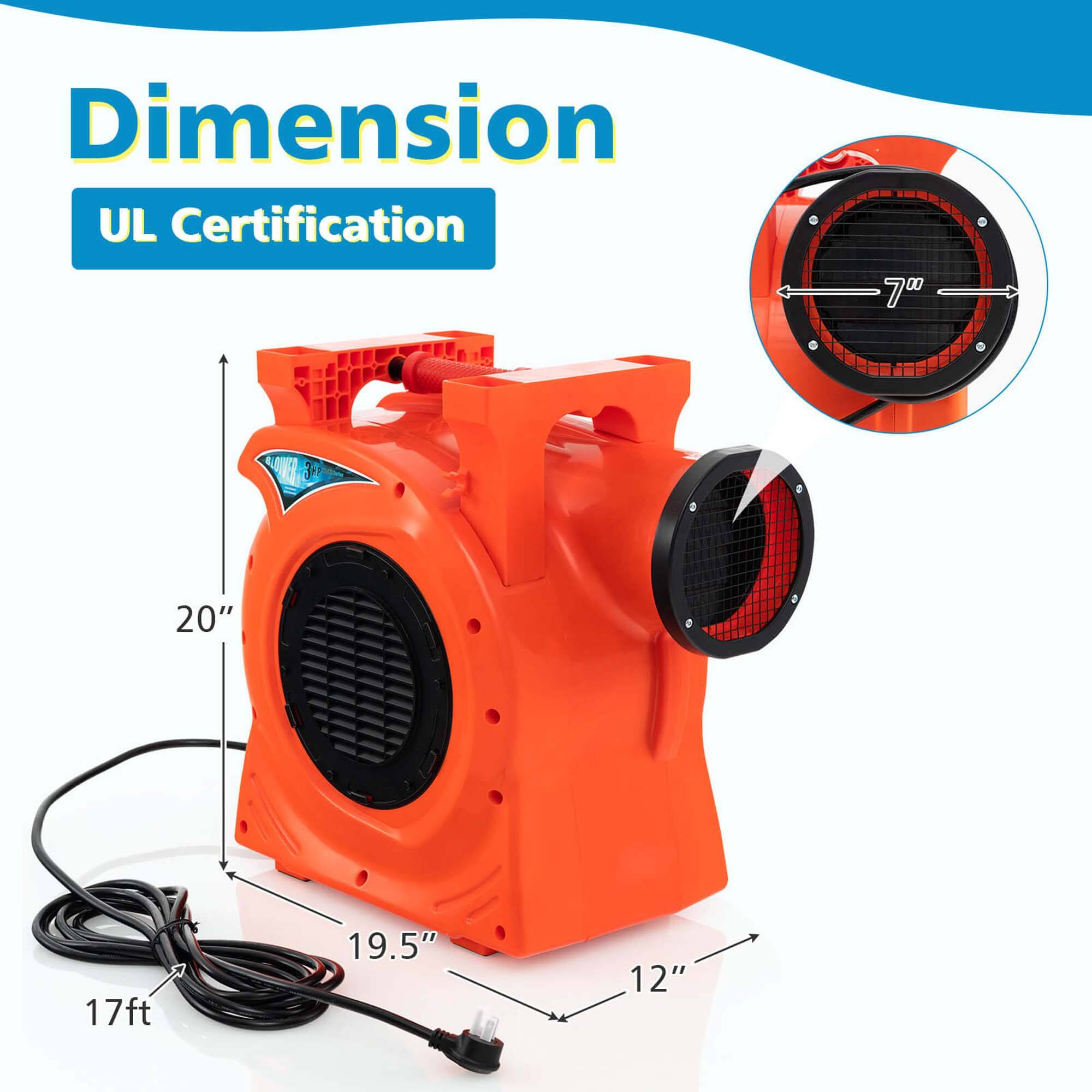 Dimension  
UL Certification  

7"  
20"  
17ft  
19.5"  
12"