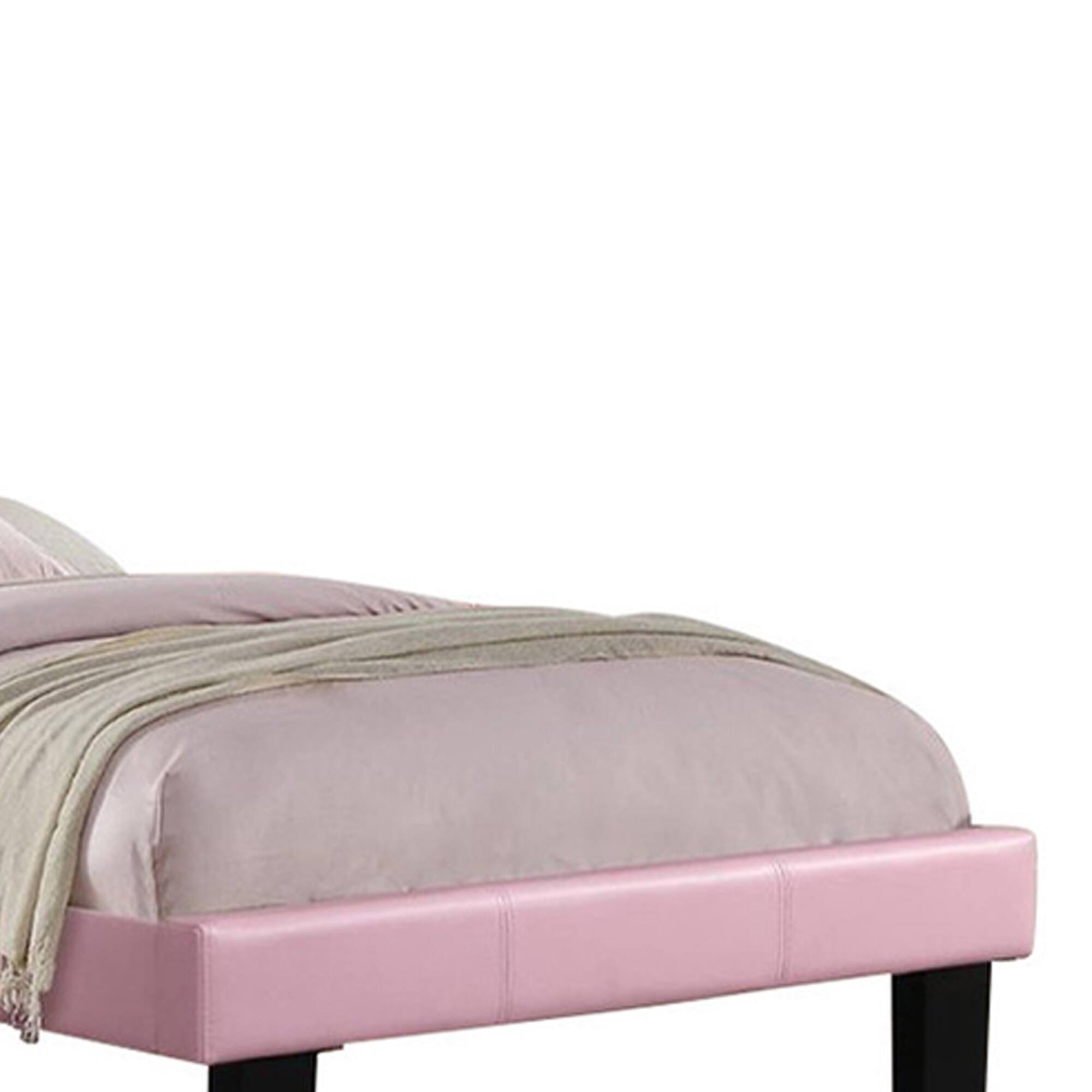 Alt View 2. Manhattan Lane - Silky And Sheeny Wooden Full Bed With Pink PU Tufted Head Board - Pink.
