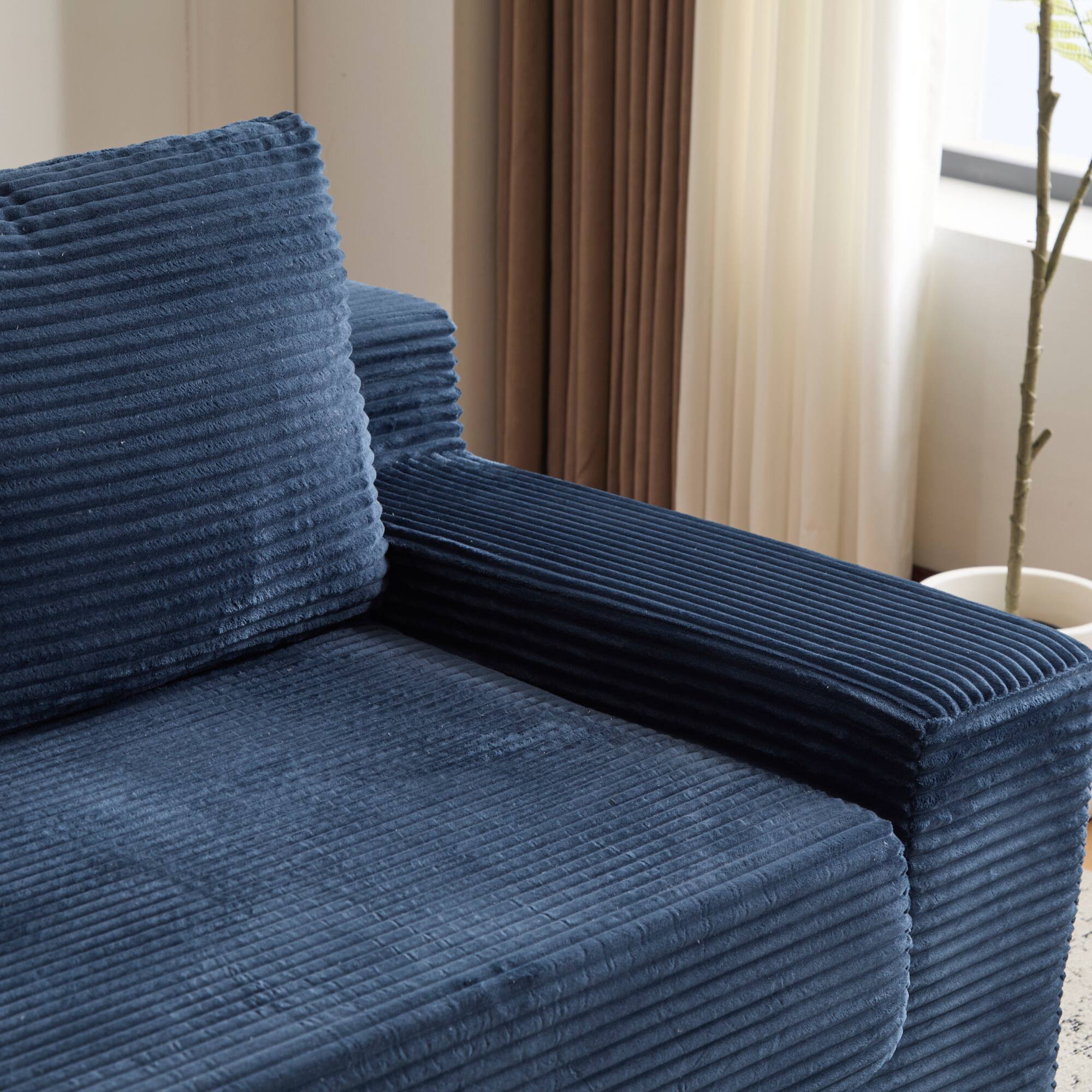 Alt View 10. GOODSILO - Modern Corduroy Loveseat Sofa Bed | Reversible Cushions & Deep Seating for Compact Spaces - Dark Blue.