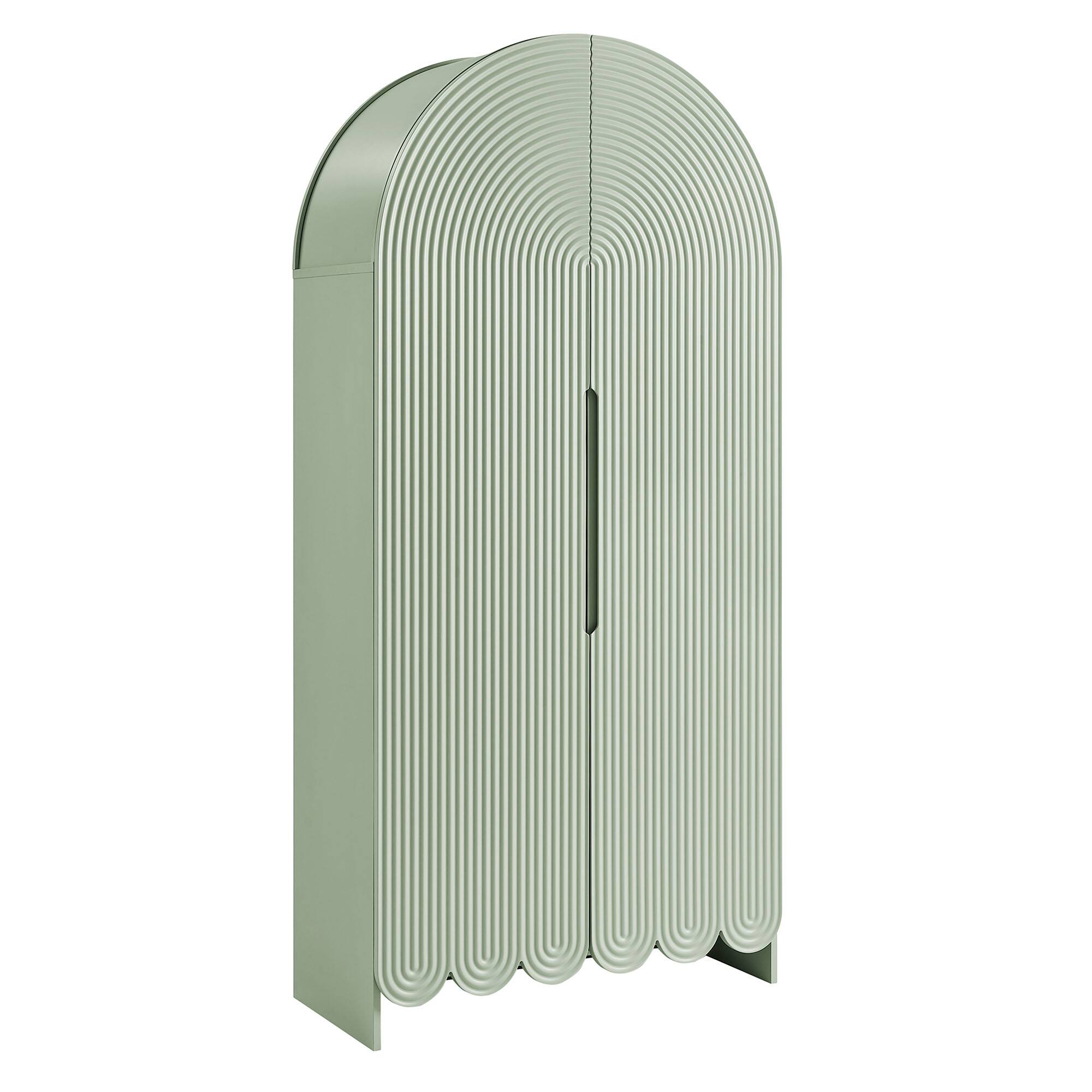 Angle. Modway - Dahlia 78 Inch Fluted and Scalloped Arched Storage Cabinet by Modway - Sage.