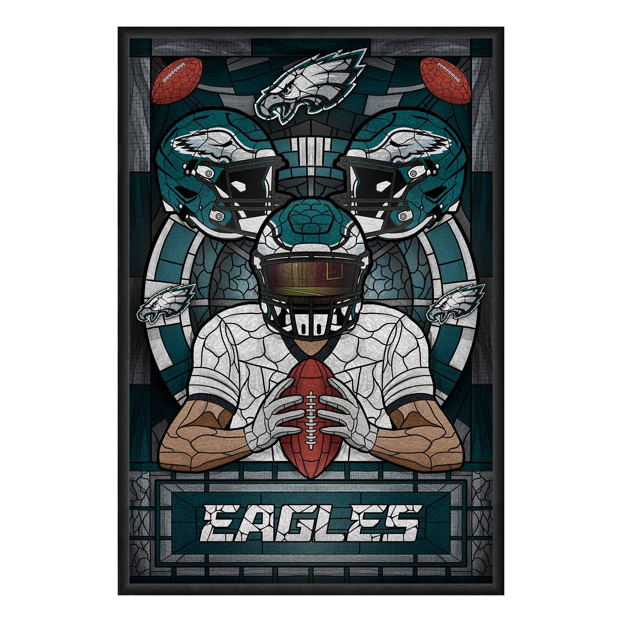 Front. Sporticulture - Philadelphia Eagles Framed Stained Glass Art Print - Green.