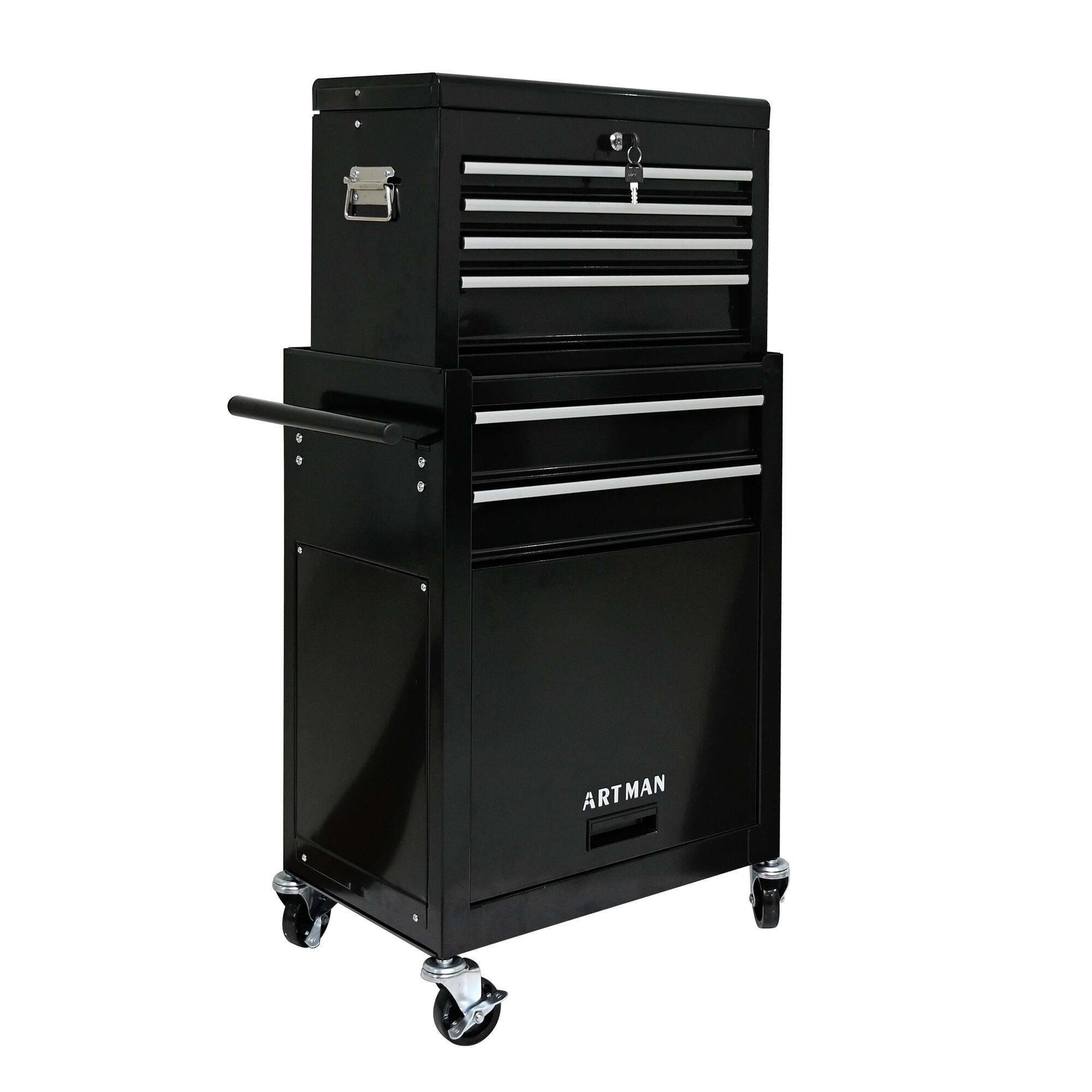Left. APRILSOUL - High Capacity Rolling Tool Chest with Wheels and Drawers 6-Drawer Tool Storage Cabinet--BLACK - Black.