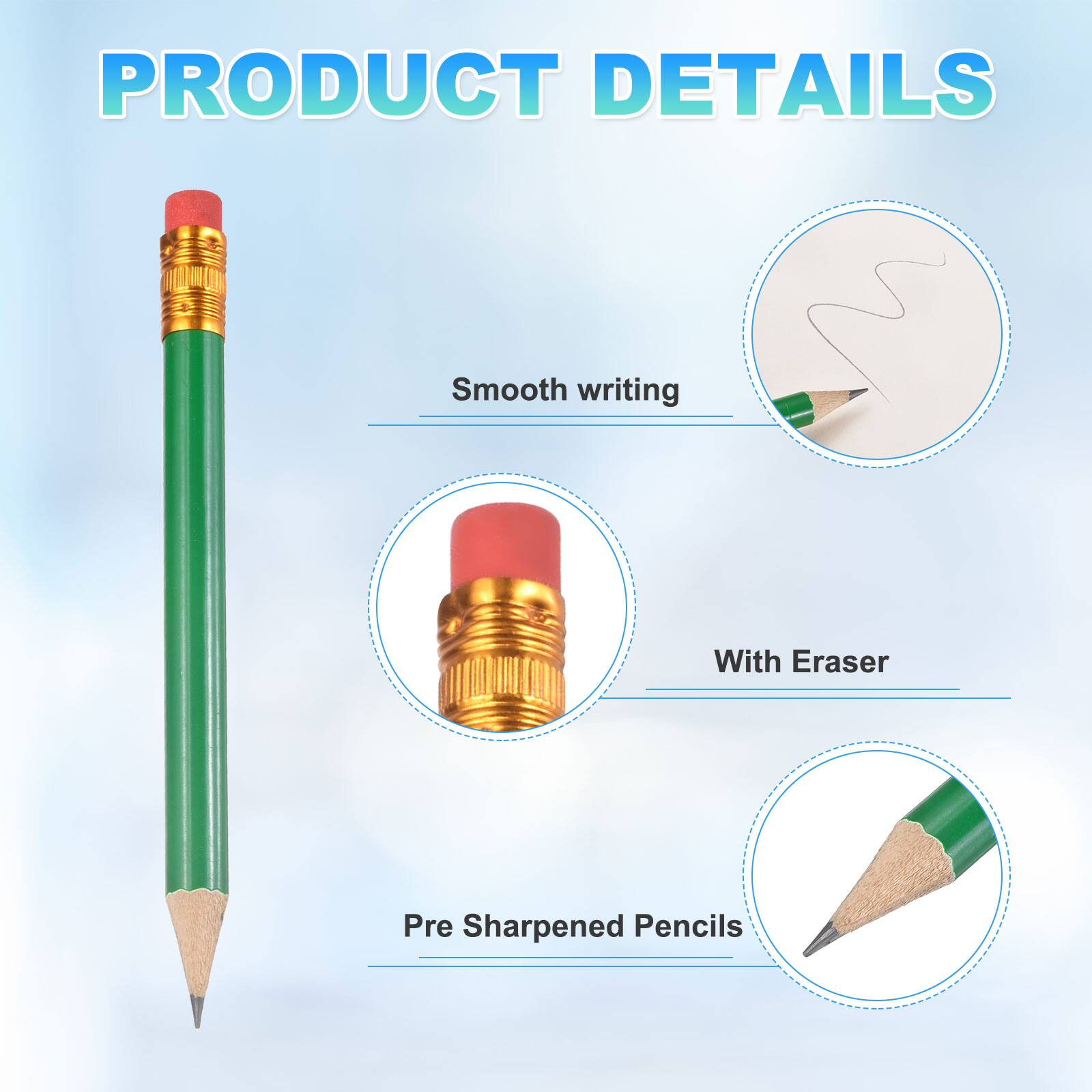 PRODUCT DETAILS

- Smooth writing
- With Eraser
- Pre Sharpened Pencils