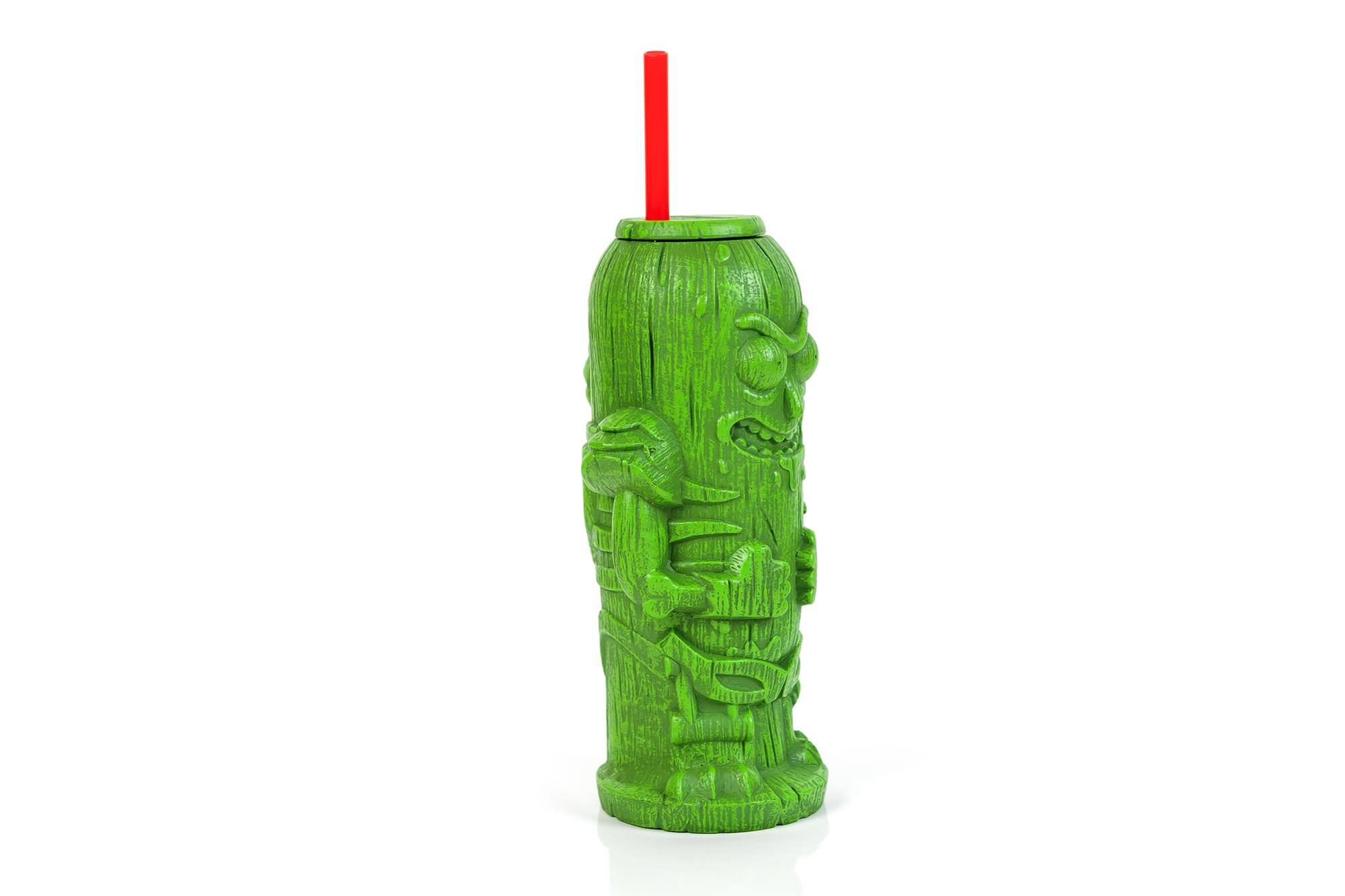 Alt View 1. ThinkGeek - Geeki Tikis Rick and Morty Pickle Rick Plastic Tumbler | Holds 22 Ounces - Green.