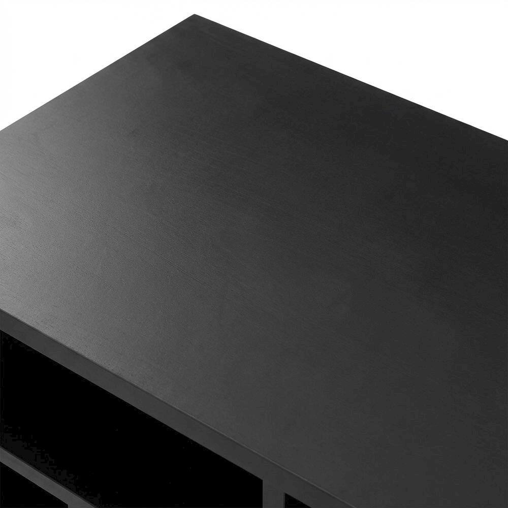Alt View 2. FurniFact - Wooden record player stand with vinyl storage and sleek design - Black.