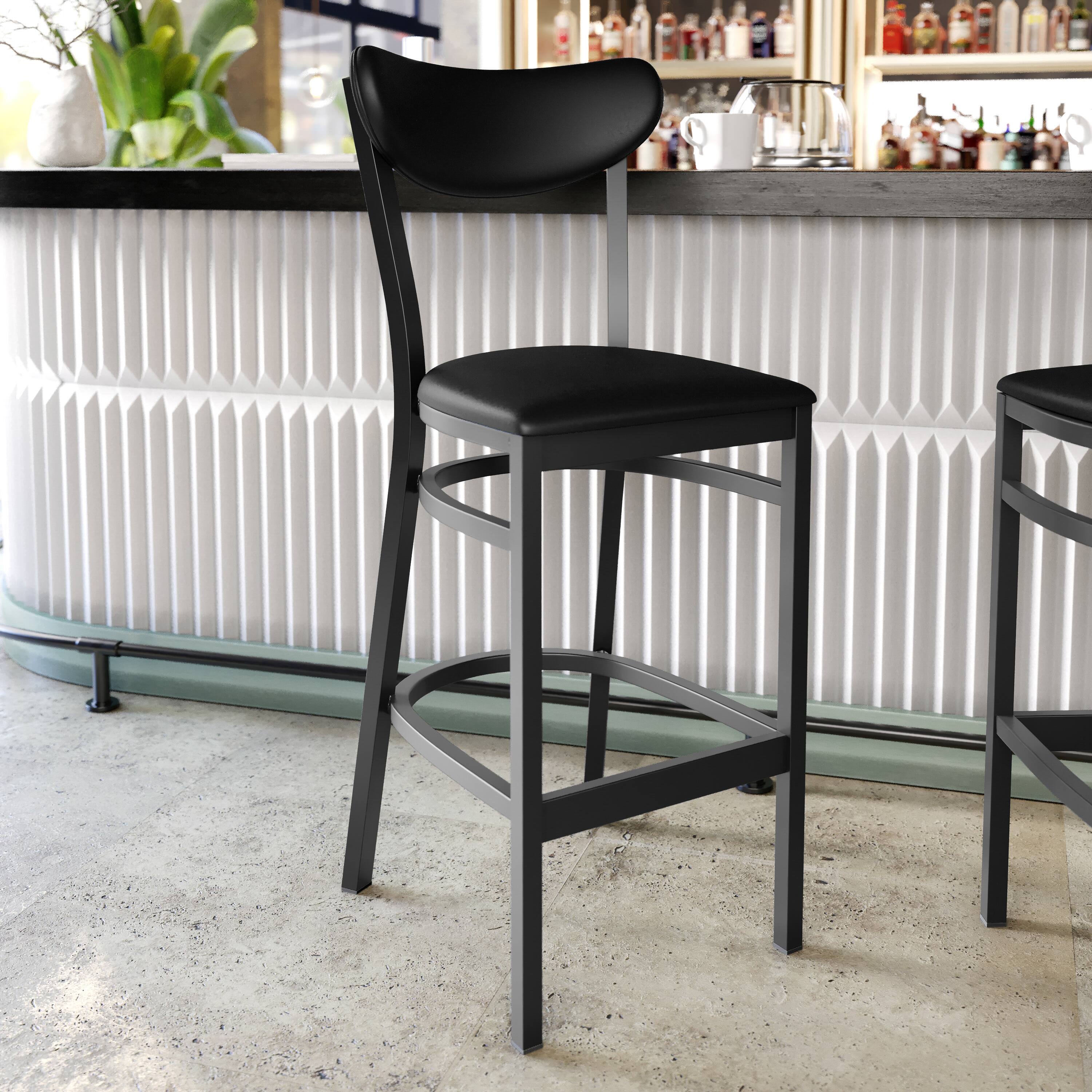 Alt View 1. Flash Furniture - Wright Commercial Barstool with 500 LB. Capacity Black Steel Frame, Black Vinyl Boomerang Back, and Black Vinyl Seat - Black.