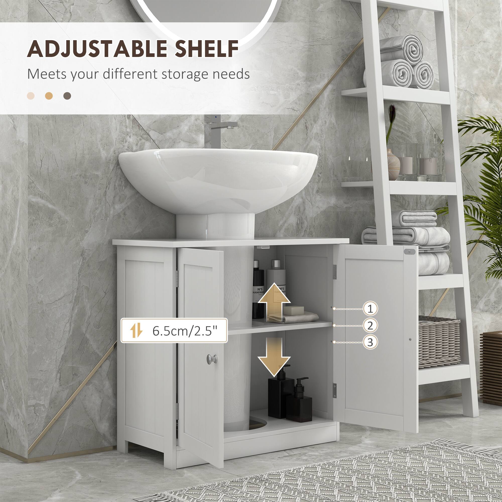 ADJUSTABLE SHELF Meets your different storage needs - 6.5cm/2.5" 1 2 3