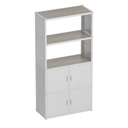 Fleximounts - 5-Shelf Heavy-Duty Garage Storage Shelving w/ Lower Cabinet & Side Pegboards, White (35 in. W x 71.1 in. H x 15.7 in. D) - White
