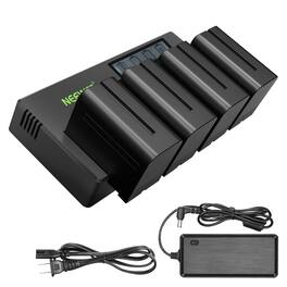 Neewer - 4-Pack NP-F970 Replacement Batteries with 4-Channel Charger - for Cameras, Monitors & Lights