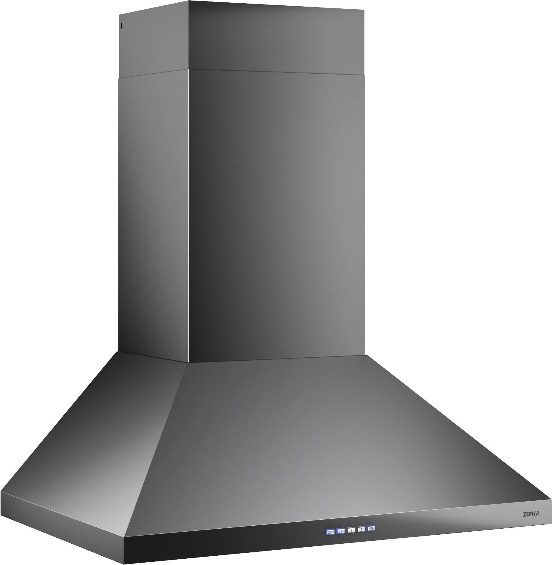 Left. Zephyr - Ombra 30 in. 600 CFM Wall Mount Range Hood - Black Stainless Steel.