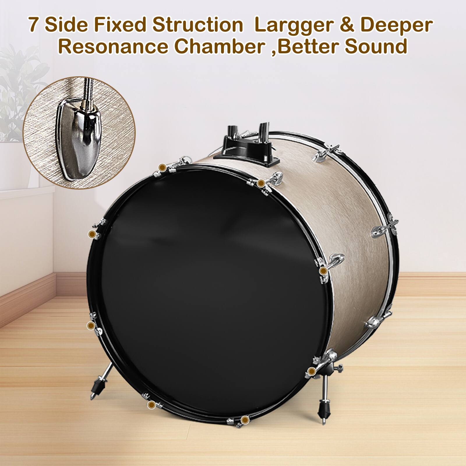 7 Side Fixed Structure Larger & Deeper Resonance Chamber, Better Sound