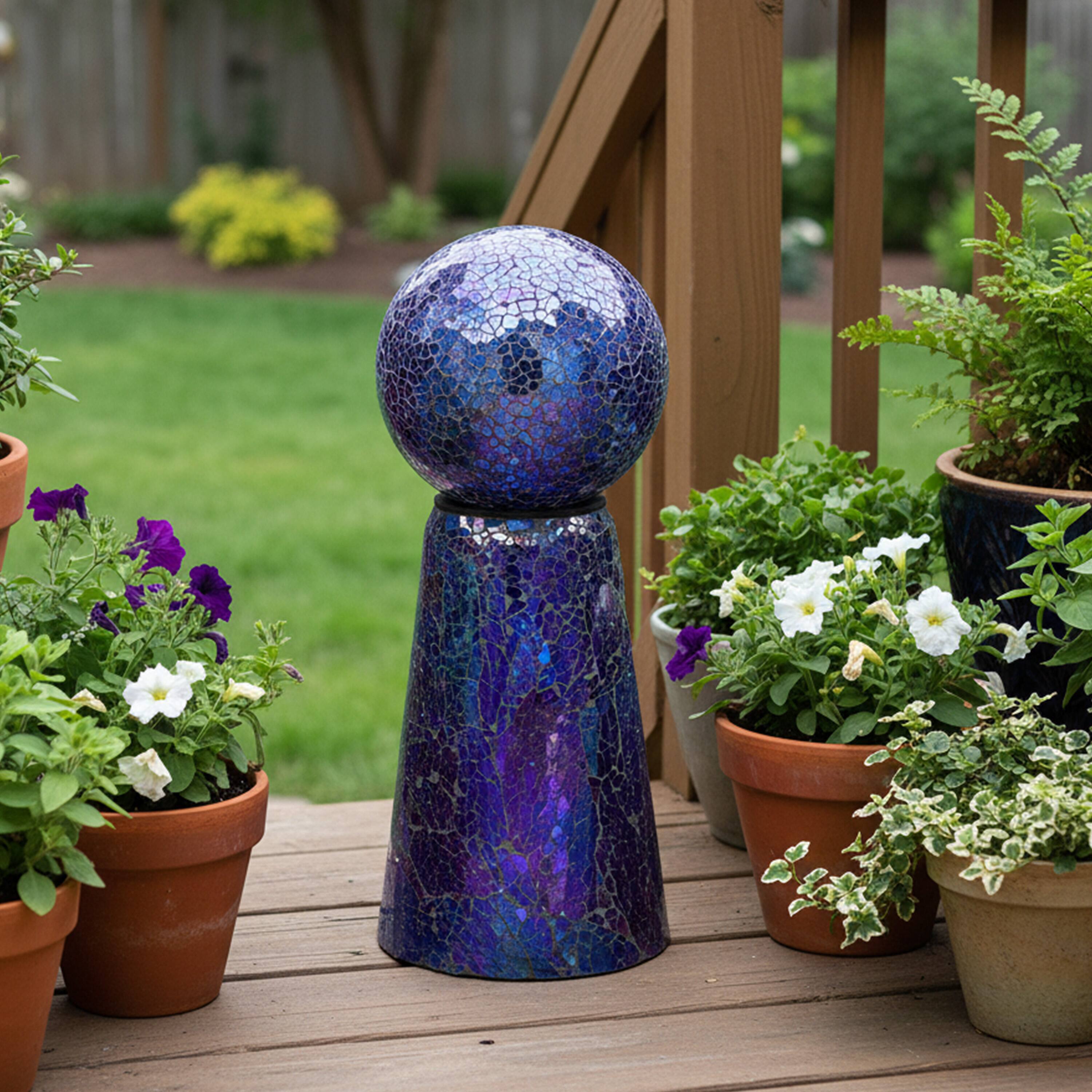 Alt View 8. Sunnydaze - 11" H Mosaic Gazing Globe Stand - Iridescent Purple.
