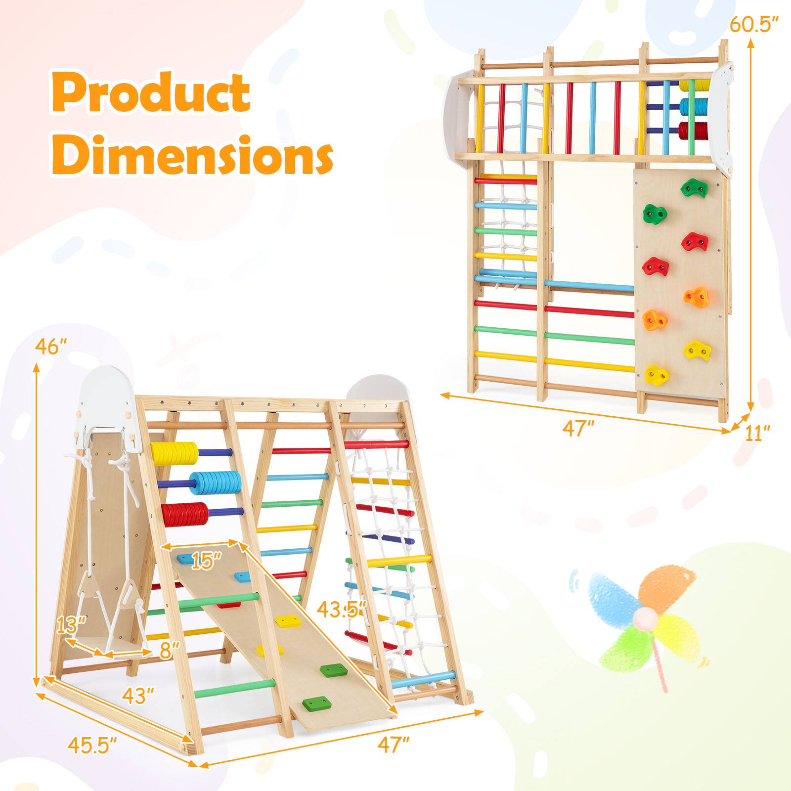 60.5" Product Dimensions 46" 47" 11" 15" 13" 8" 43.5" 43" 45.5" 47"