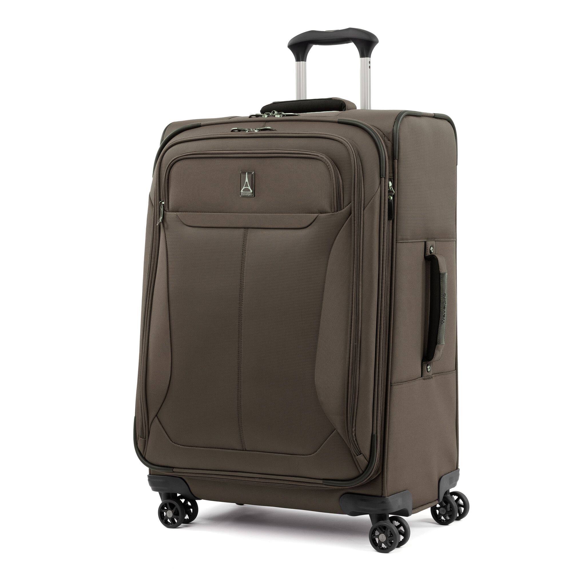 Left. Travelpro - Tourlite Softside Expandable 25" Checked Spinner Luggage - Espresso.
