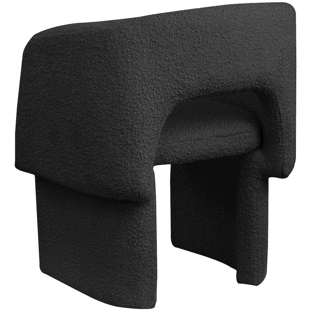 Alt View 3. Meridian Furniture - Emmet Black Boucle Fabric Dining Chair / Accent Chair - Black.