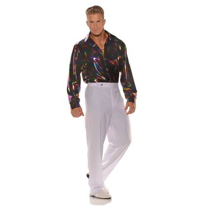 Front. Underwraps - Disco Fever Male Costume Shirt XX-Large - Black.