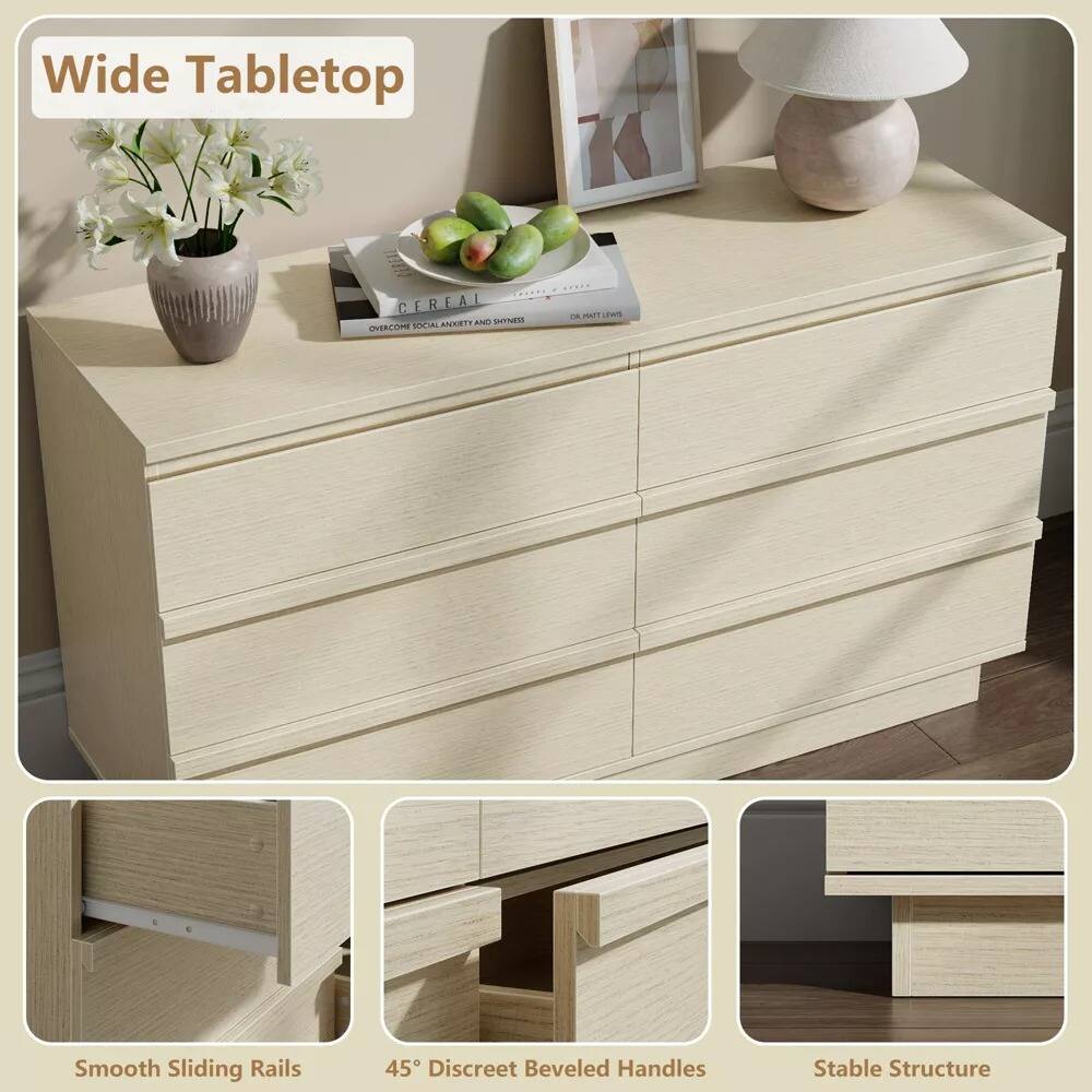 Wide Tabletop  
Smooth Sliding Rails  
45° Discreet Beveled Handles  
Stable Structure