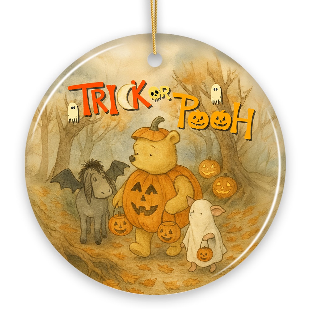 OrnamentallyYou - Vintage Trick or Pooh Ornament, Pooh Bear and Friends in Halloween Costume Tree Decor (Version 2) - Multi-colored