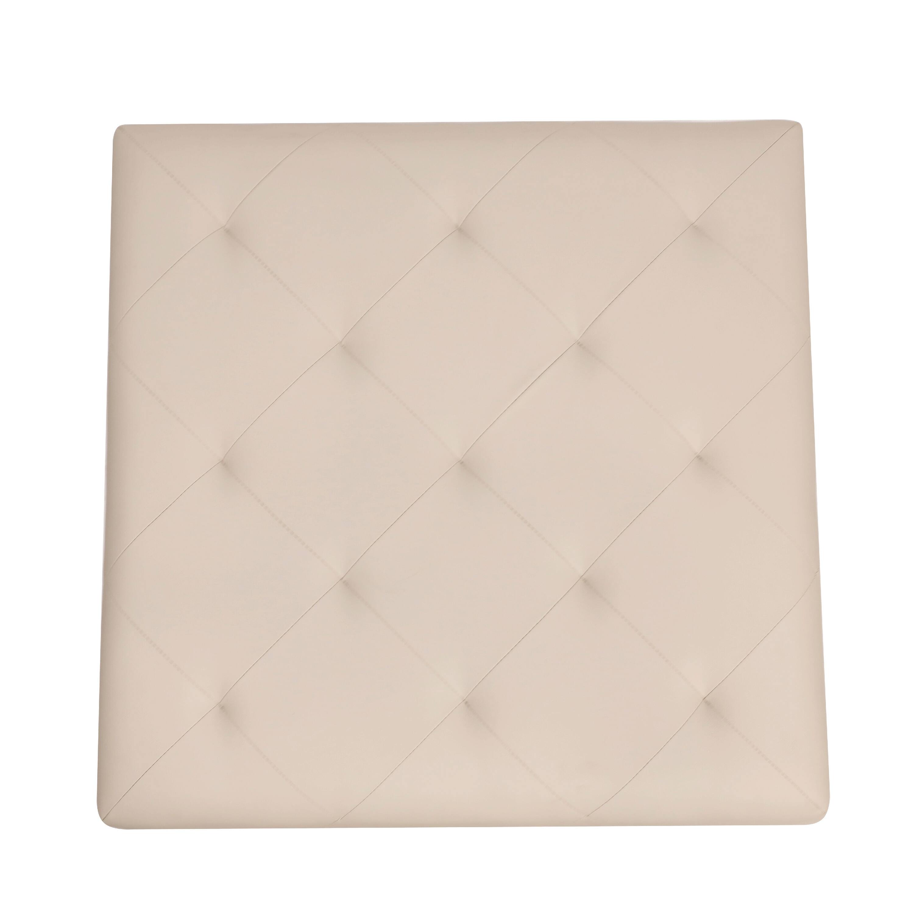 Alt View 8. Emma + Oliver - Aranda 30 in. Faux Leather Square Ottoman with Tufted Design and Sturdy Iron Frame - Beige.