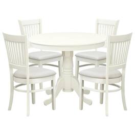 FurniFact - White Solid Wood 5 Pc Breakfast Nook Table Set - Multi-Color