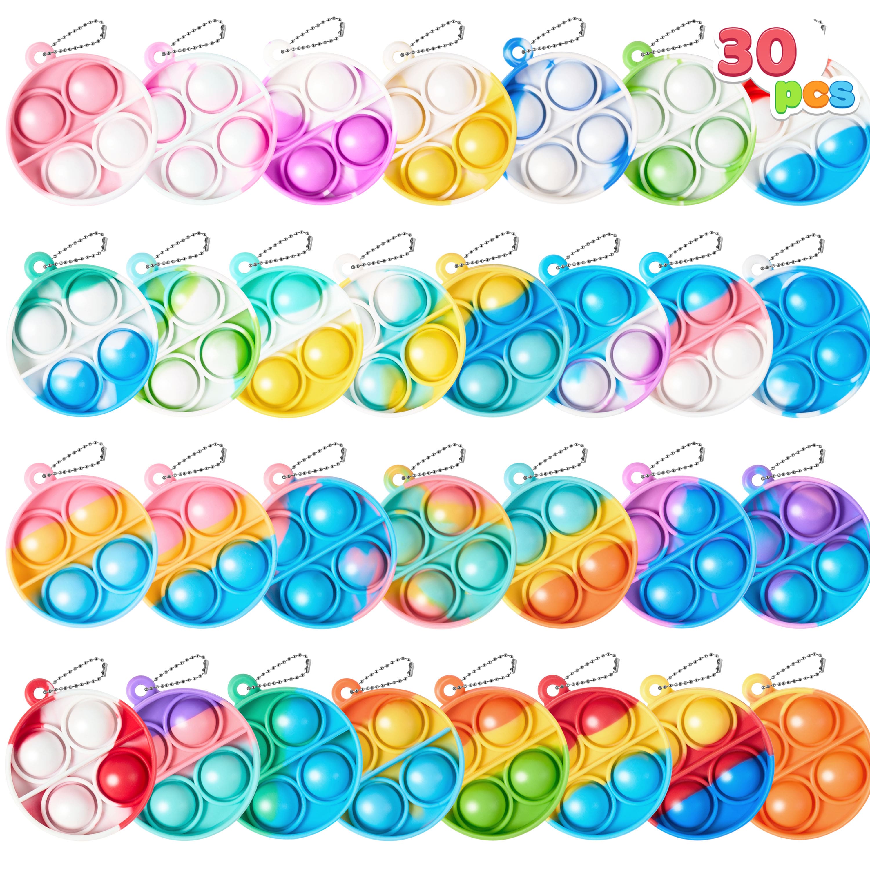 Joyfy - Pop Fidget Keychain Mini Fidget Toys Bulk 30 Pack Party Favors for Kids 4-8,8-12 Years Kids, Goodie Bag Stuffers Fidgets - colorful price history on PriceWatchPro