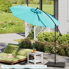 Mondawe - 10 FT Offset Cantilever Patio Umbrella 8 Ribs with Cross Base - Turquoise