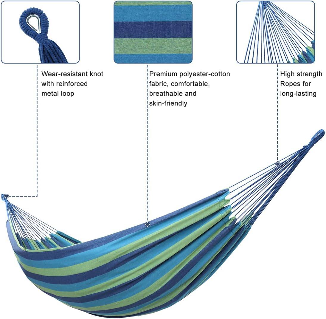 - Wear-resistant knot with reinforced metal loop
- Premium polyester-cotton fabric, comfortable, breathable and skin-friendly
- High strength Ropes for long-lasting