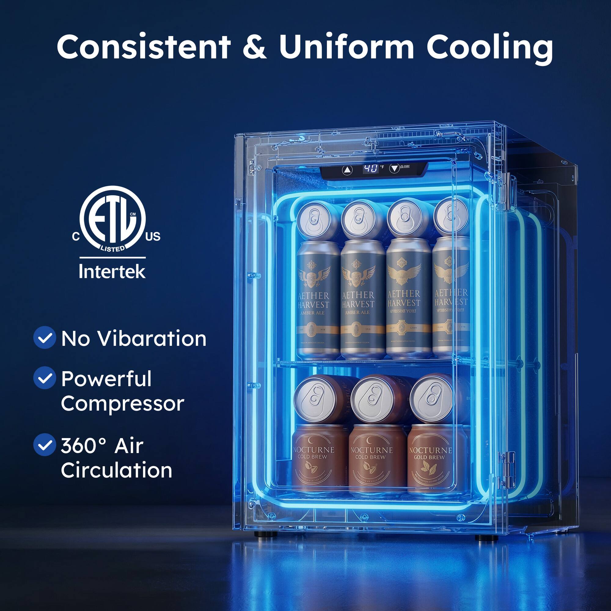 SIMZLIFE 0.6 cu. ft Beverage Cooler, 21 Can mini fridge , digital