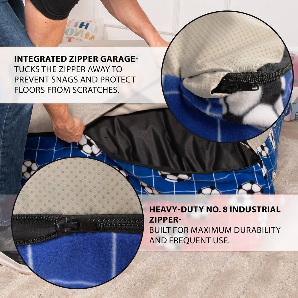 INTEGRATED ZIPPER GARAGE- TUCKS THE ZIPPER AWAY TO PREVENT SNAGS AND PROTECT FLOORS FROM SCRATCHES.

HEAVY-DUTY NO. 8 INDUSTRIAL ZIPPER- BUILT FOR MAXIMUM DURABILITY AND FREQUENT USE.