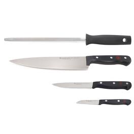 Wusthof - Gourmet 4-Piece Chef's Knife Set - 8" Chef's Knife, 2.75" Paring Knife, 4.5" Utility Knife, Honing Steel - Black