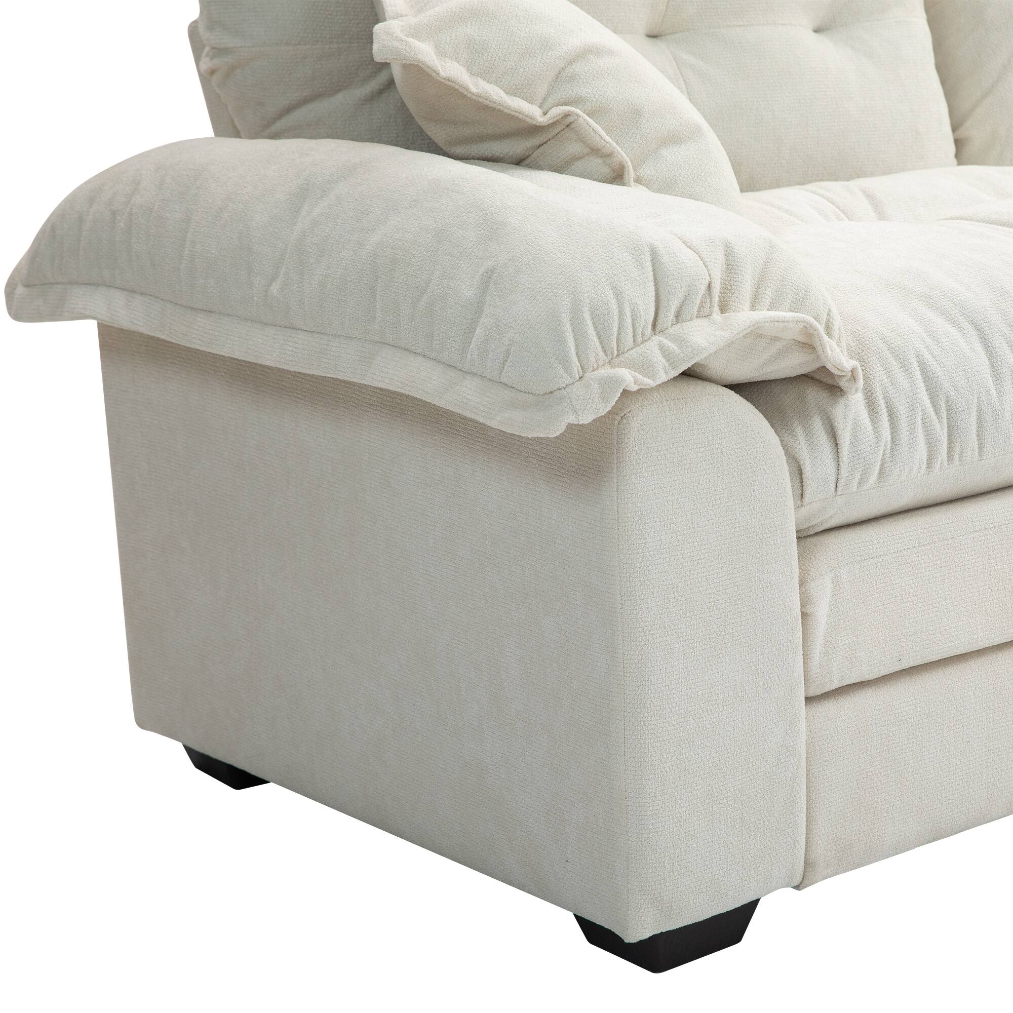 Alt View 10. Tiramisubest - 84"Chenille Sofa,Loveseat Deep Seat Sofa Couch with Pillows & Memory Foam for Living Room,Apartment,Office Lounge-Beige - Beige.