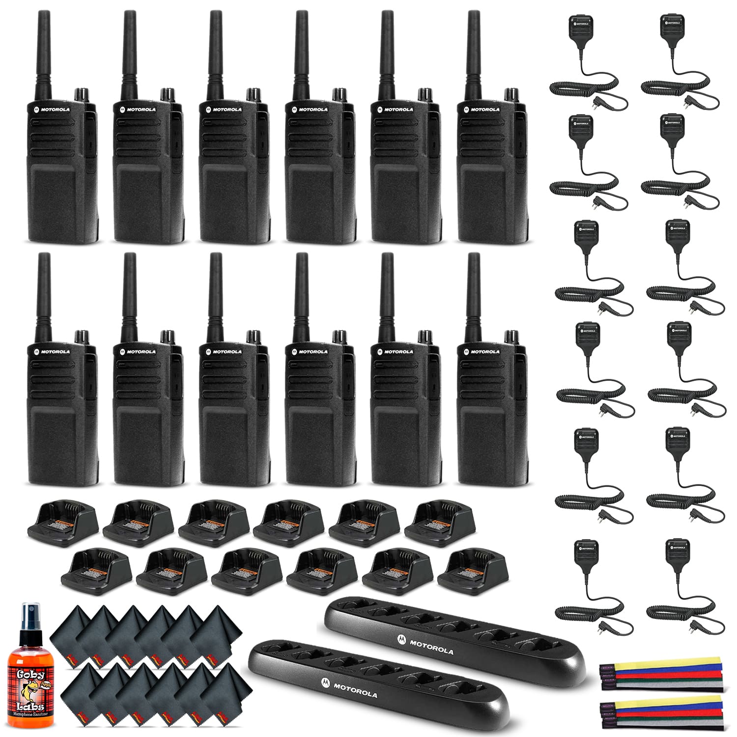 12 x Motorola RMU2040 On-Site 2-Way Radio (RMU2040) - 12 Pack With Mics Bundle - Black