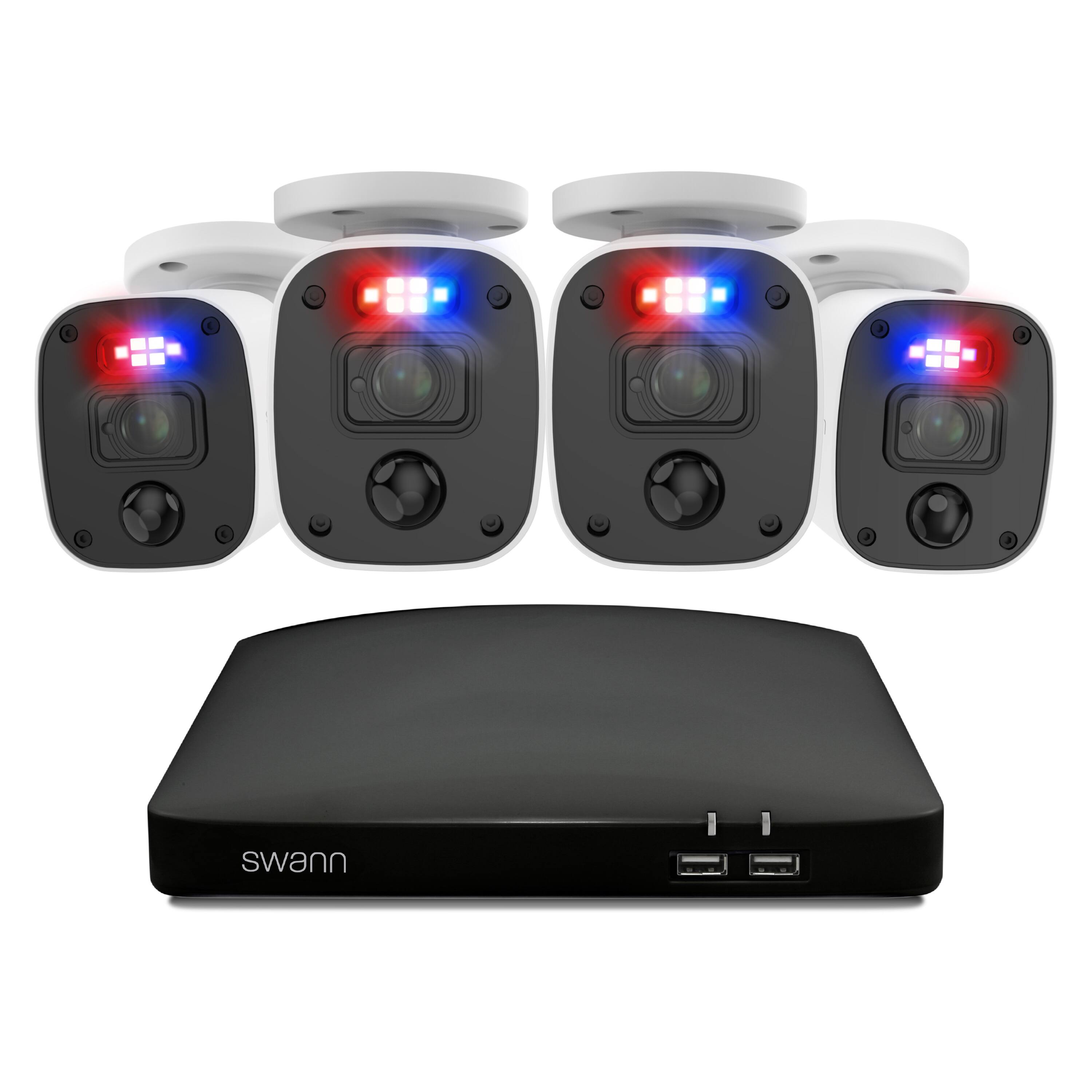 Angle. Swann - SwannForce 4K Security Camera System, 4x Bullet Analog CCTV Cameras, Microphone and Siren, DVR with 1TB Storage - White.