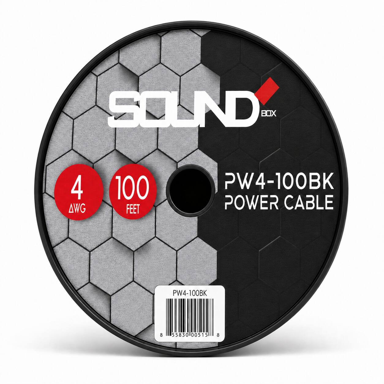 SOUND BOX  
4 AWG  
100 FEET  
PW4-100BK POWER CABLE  
PW4-100BK  
8  
55830 00515  
8