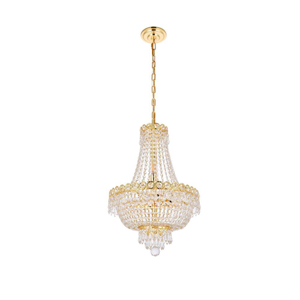 Back. Elegant Lighting - Century 8 light Gold Pendant Clear Royal Cut Crystal - Gold.