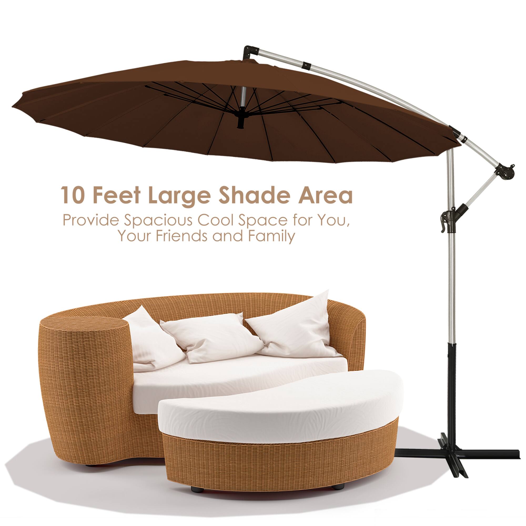 10 Feet Large Shade Area
Provide Spacious Cool Space for You, Your Friends and Family