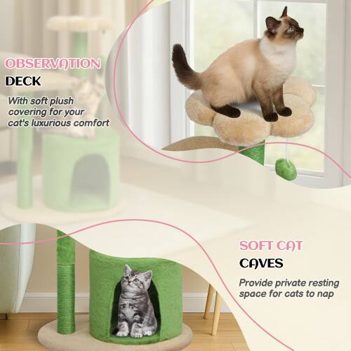 OBSERVATION DECK  
With soft, plush covering for your cat's luxurious comfort  

SOFT CAT CAVES  
Provide private resting space for cats to nap