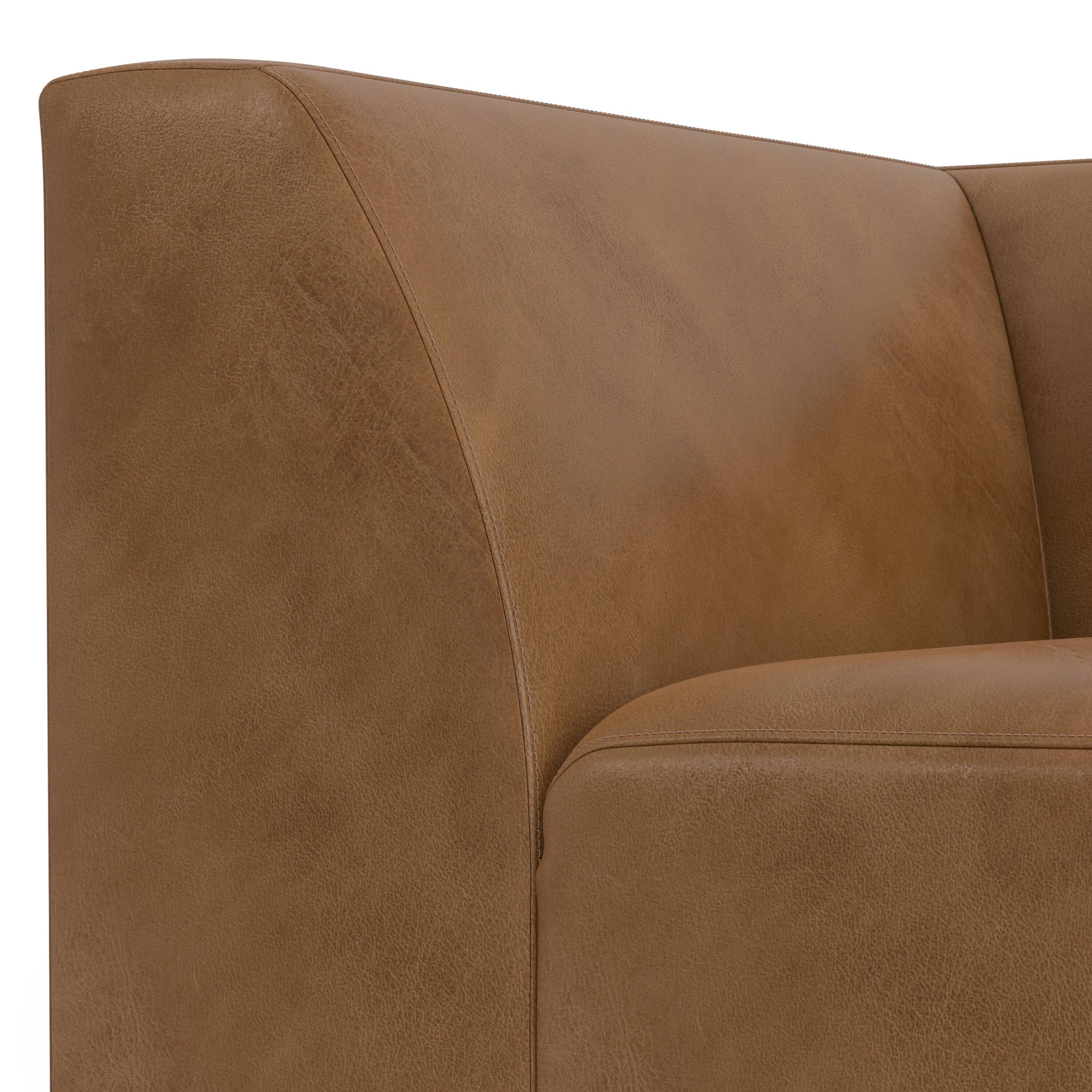 Alt View 6. Simpli Home - Rex Corner Sofa Module in Genuine Leather - Caramel Brown.