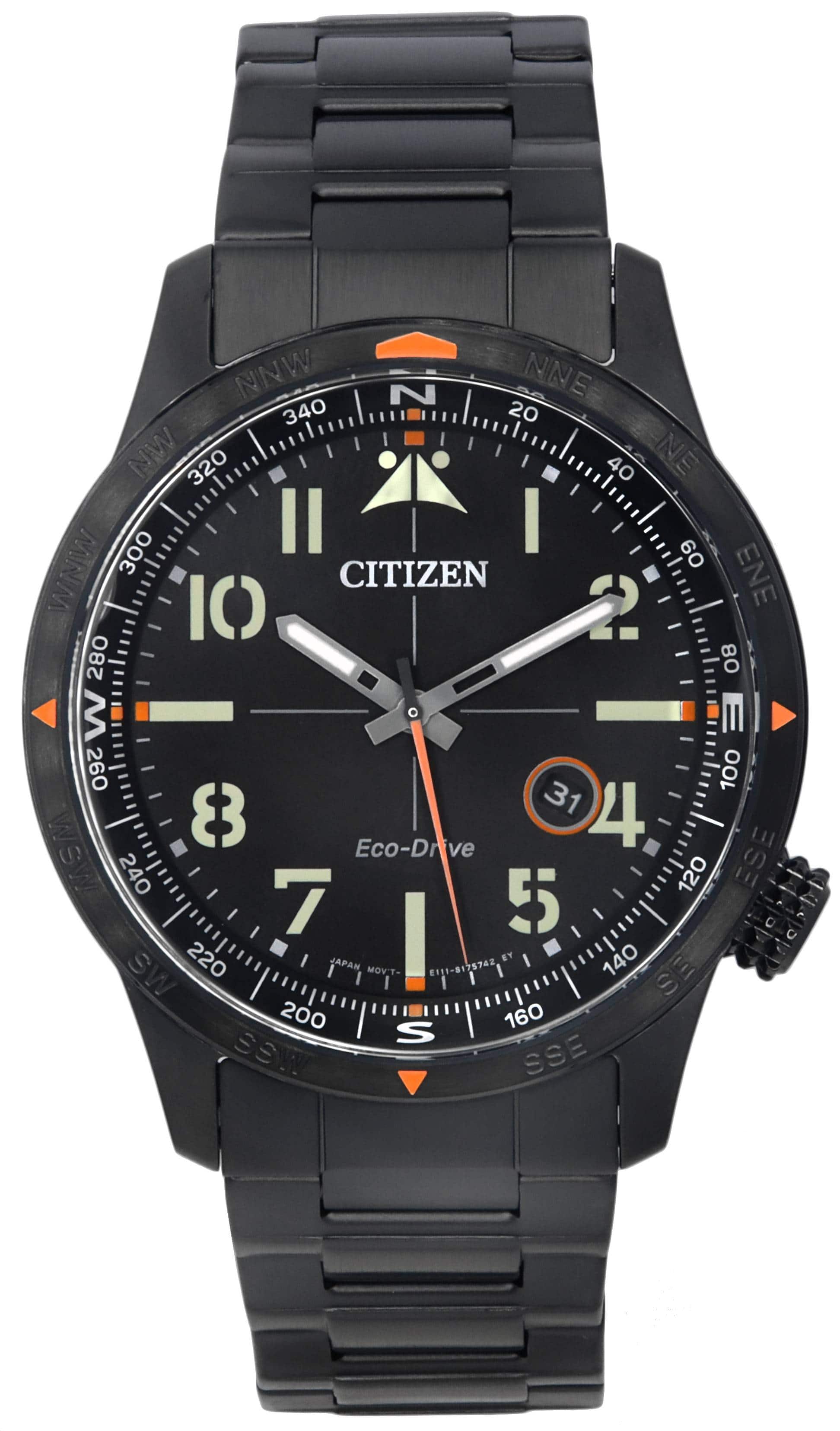 Citizen - Eco-Drive Stainless Steel Dial BM7555-83E 100M Men`s Watch - Black