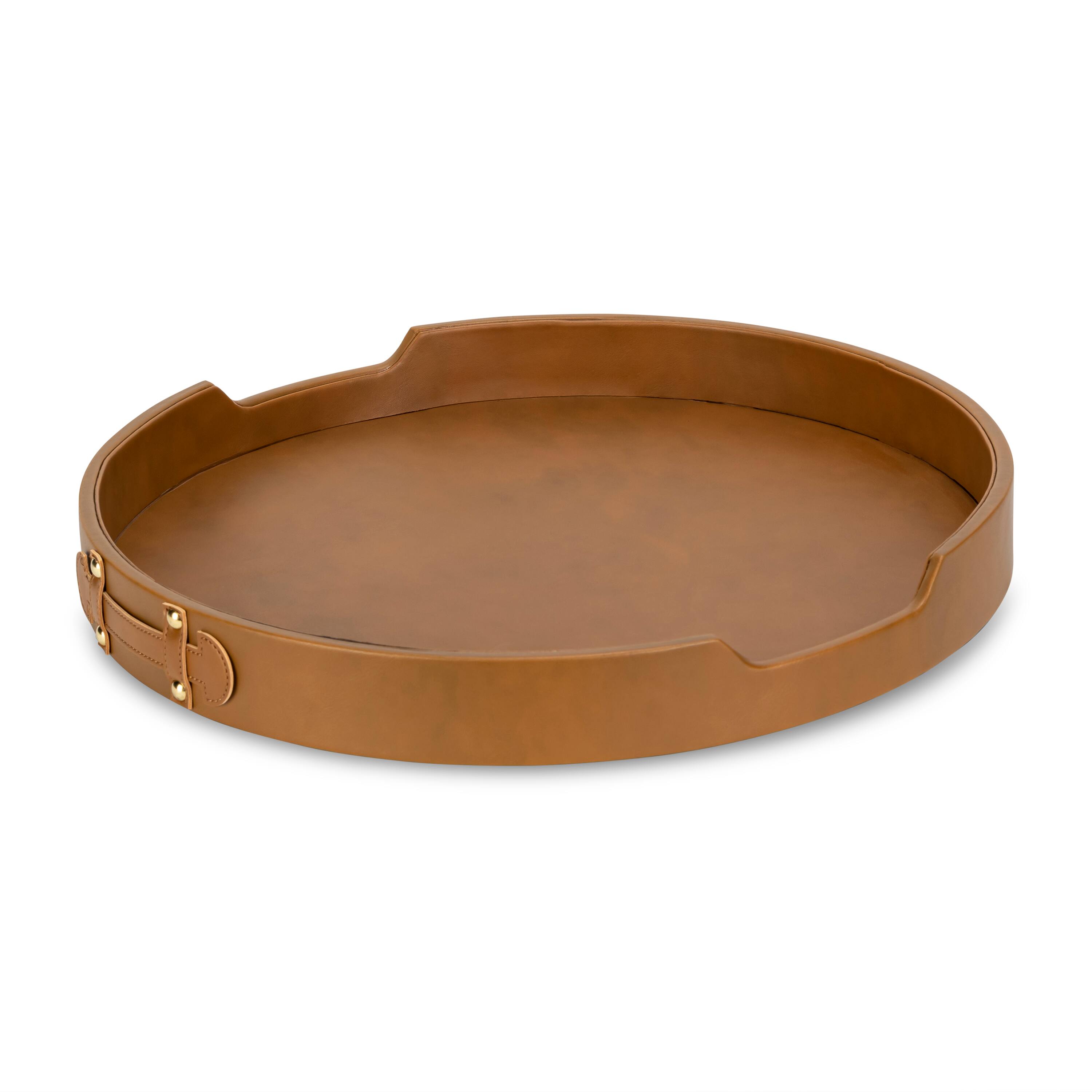 Front. American Atelier - Light Brown Round Tray - Brown.